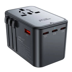 محول شحن متعدد الوظائف ACEFAST Z1 PD75W GaN (3 منافذ USB-C + منفذان USB-A) أسود رمادي