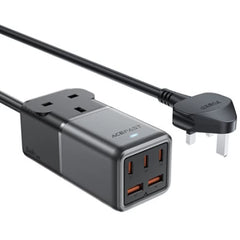 محول شحن مكتبي ACEFAST Z3 PD75W GaN (3 منافذ USB-C + منفذان USB-A) (المملكة المتحدة) أسود رمادي