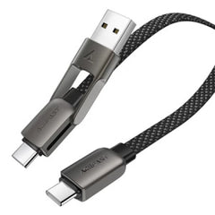 ACEFAST C13-05 USB-A/USB-C to USB-C short zinc alloy connectors charging data cable black