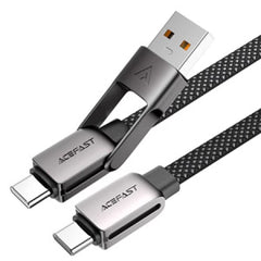 كابل شحن ونقل بيانات ACEFAST C13-04 بموصلات من سبائك الزنك USB-A/USB-C إلى USB-C، أسود اللون