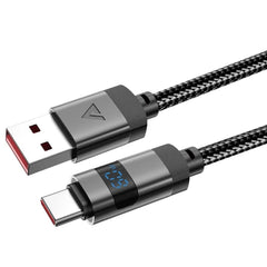 كابل شحن ونقل بيانات ACEFAST C15-04 USB-A إلى USB-C مصنوع من سبائك الزنك المضفرة، أسود اللون، مزود بموصل USB-A إلى USB-C