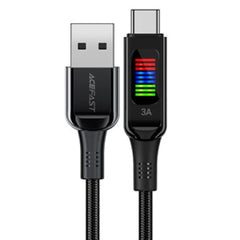 ACEFAST C7-04 USB-A to USB-C zinc alloy charging data cable with display black