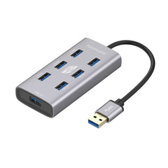 Promate - ezHub-7 Aluminium Alloy Powered USB Hub ,Grey