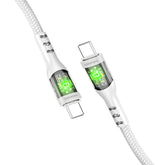 Promate 60W Power Delivery Ultra-Fast USB-C Cable with Transparent Shells,WHITE