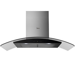 شفاط مطبخ مدمج من ميديا، زجاج على شكل حرف T، 90 سم، 3 سرعات