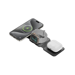 BAZIC GOMAG TRIO PLUS, 3IN1 ELEVATED FOLDABLE MAGNETIC WIRELESS CHARGER 15W IPHONE/WATCH/AIRPODS - GREY