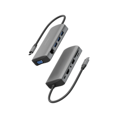 مركز شحن ENERGEA ALUHUB MAX من الألومنيوم، 11 في 1 - لون رمادي مسدس