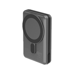 بنك الطاقة ENERGEA MAGPAC PRO PLUS، سعة 10000 مللي أمبير في الساعة، متوافق مع تقنية MagSafe و QI2، مزود بكابل وقاعدة مدمجة - لون مسدس/أسود