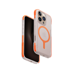 UNIQ HYBRID غطاء هاتف آيفون 16 برو، شحن مغناطيسي، مقاوم للصدمات، أورانج فلوت
