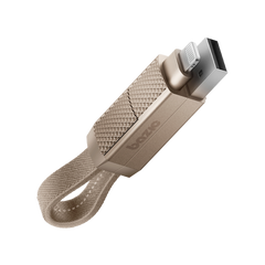 كابل شحن بازيك جو تشارج المصنوع من الألومنيوم، 4 في 1، مع مدخل USB A/C ومخرج USB C/لايتنينج. شحن سريع PD، 15 سم - ذهبي.