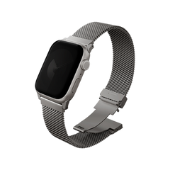 سوار UNIQ DANTE PRO المعدني الذكي قابل للتعديل لساعة أبل الذكية، مقاس 42/41/40 مم - فضي تيتانيوم (فضي تيتانيوم)