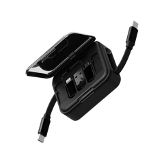 مجموعة كابلات بازيك GoCharge Loop 5 في 1 مع محول Micro/USB-A/Lightning وكابل قابل للسحب بطول 1 متر - أسود