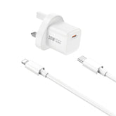 WIWU Wi-U006 C-L30W PD fast Charger/ UK Plug +USB C to Lightning White