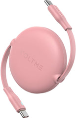 VOLTME Powerlink YoYo Cable 3A 1.0M Retractable (Dual-Way Retractable Cable) Type C to Type C Pink