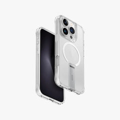 UNIQ HYBRID لهاتف آيفون 16 برو (2024) 6.9 شاحن مغناطيسي ELEVA مع حامل رأسي - شفاف (شفاف)