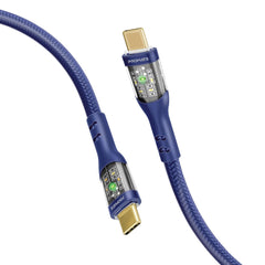Promate -TransLine-CC ,60W Power Delivery Ultra-Fast USB-C Cable with Transparent Shells,Navy