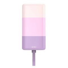 باور بانك من سلسلة ملونة WIWU Wi-P015 بسعة 10000 مللي أمبير في الساعة باللون الأرجواني