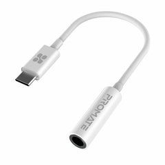 Promate Dynamic Stereo USB-C to 3.5mm AUX Adapter,WHITE