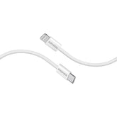 Promate Super-Fast 27W Power Delivery USB-C to Lightning Fabric Braided Cable,WHITE