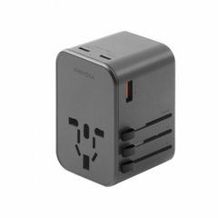 ENERGEA TRAVELWORLD ADAPTER GAN65, 1A2C 65W - GUNMETAL