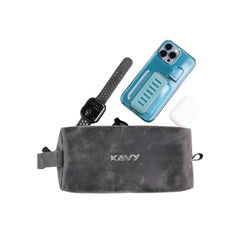 Kavy Leather Pouch Bag,grey