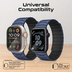 سوار ساعة من السيليكون المغناطيسي الفاخر مع حلقة معدنية - أزرق داكن