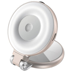 بروميت - مصباح حلقي LED قابل لإعادة الشحن، قابل للدوران 360 درجة، فائق النحافة، متوافق مع MagSafe، لون ذهبي وردي