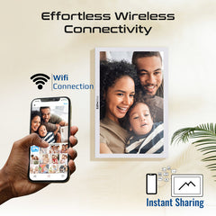 إطار صور رقمي ذكي متعدد الوسائط من بروميت، مقاس 15.6 بوصة، عالي الوضوح بالكامل، مزود بتقنية واي فاي، لون أبيض