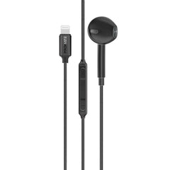 Promate MFI Certified Ergonomic In-Ear Wired Mono Earphone with Lightning Connector,Black