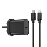 WIWU 21 PD Charger+ Cable Sets UK Plug+USB C to Lightning Wi-U001 C-L Black