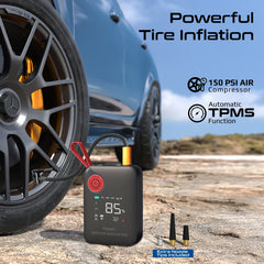 800A/12V High-Capacity Jump Starter 150PSI Air Compressor with 10000mAh Power Bank & Flashlight