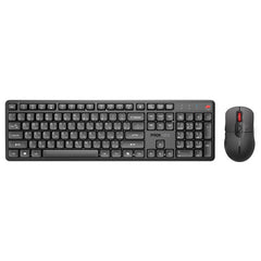 Promate Ergonomic Wireless Keyboard with Silent Keys and 5000DPI Mouse ,Black