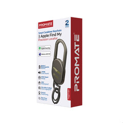 Promate Smart Carabiner Keychain w/ Apple Find My Precision Locator ,Rechargeable Battery,Titanium