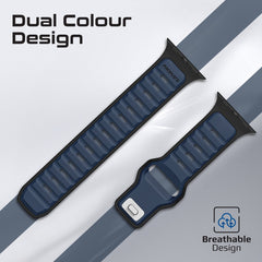 سوار ساعة رياضي متين من السيليكون بلونين - أزرق