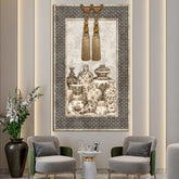 لوحة جدارية قماشية مزينة بشرابة ومزهريات