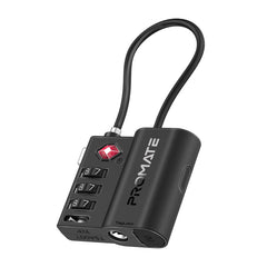 Promate-TSA Luggage Lock with Smart Precision Tracking Tag, works with Apple Find My App ,Black