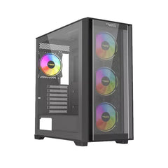 Twisted Minds Ultimate E-ATX Mid Tower Gaming PC Case - Black (4 ARGB Fans Included)