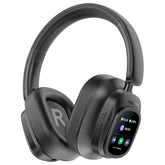 Promate High-Definition Hybrid ANC Headphones with Detachable Magnetic LCD Touch Screen Controller,Black