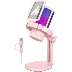 ميكروفون ألعاب Maonocaster DM20 Gamer Wave المكثف USB RGB - وردي