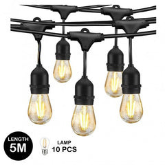 سلسلة أضواء LED من NHE، طول 5 متر، مع 10 لمبات E27 - لون أصفر