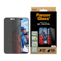 واقي شاشة PanzerGlass® للحفاظ على الخصوصية لهاتف iPhone 16 Pro | تصميم فائق الاتساع