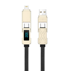 Wiwu X Series 100W Fast charge digital display zinc alloy magnetic braid 2 in 2 Cable 100WWi-C039 A+C-C+L 15CM