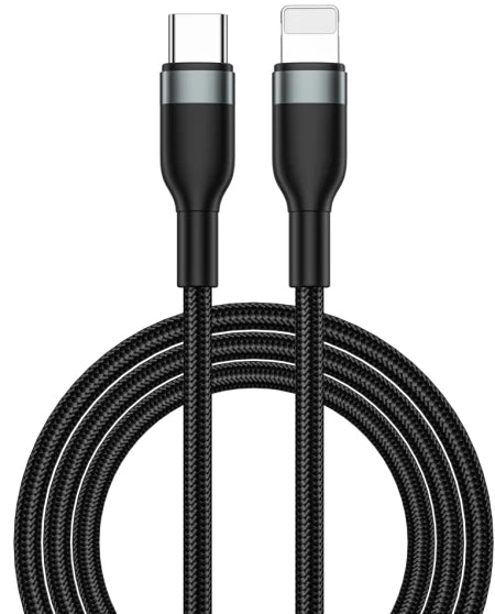 كابل بيانات مضفر من سبائك الألومنيوم من WIWU بقدرة 30 واط، طراز Wi-C017 CL (طول 1.2 متر)، أسود