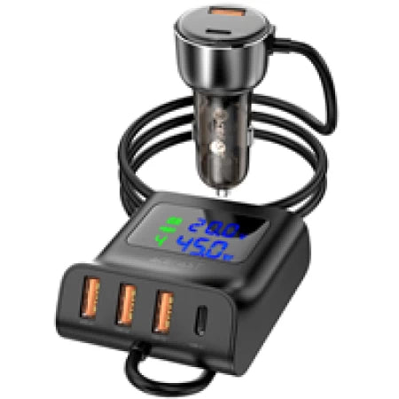 موزع شاحن سيارة Acefast B11 بقوة 138 واط مع شاشة عرض رقمية، أسود اللون