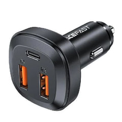 Acefast B9 66W(2USB-A+USB-C) three port metal car charger black