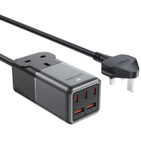محول شحن مكتبي ACEFAST Z3 PD75W GaN (3 منافذ USB-C + منفذان USB-A) (المملكة المتحدة) أسود رمادي