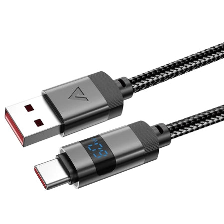 كابل شحن ونقل بيانات ACEFAST C15-04 USB-A إلى USB-C مصنوع من سبائك الزنك المضفرة، أسود اللون، مزود بموصل USB-A إلى USB-C