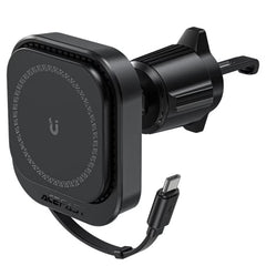 Acefast D32 magnetic wireless charging car holder with retractable cable for air vent ,black
