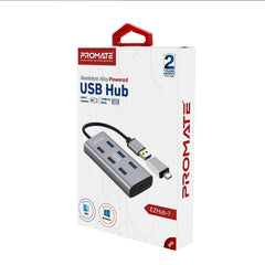 Promate - ezHub-7 Aluminium Alloy Powered USB Hub ,Grey