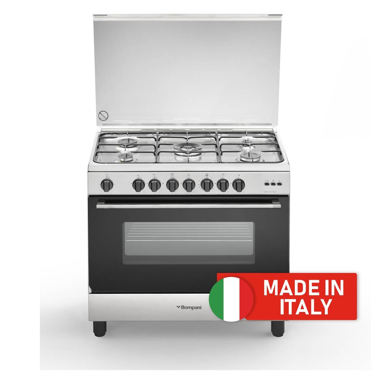 موقد غاز بومباني 90×60، 5 شعلات من الفولاذ المقاوم للصدأ